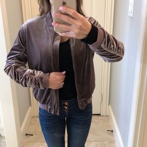 Soft velvet coat bomber jacket dusty rose small